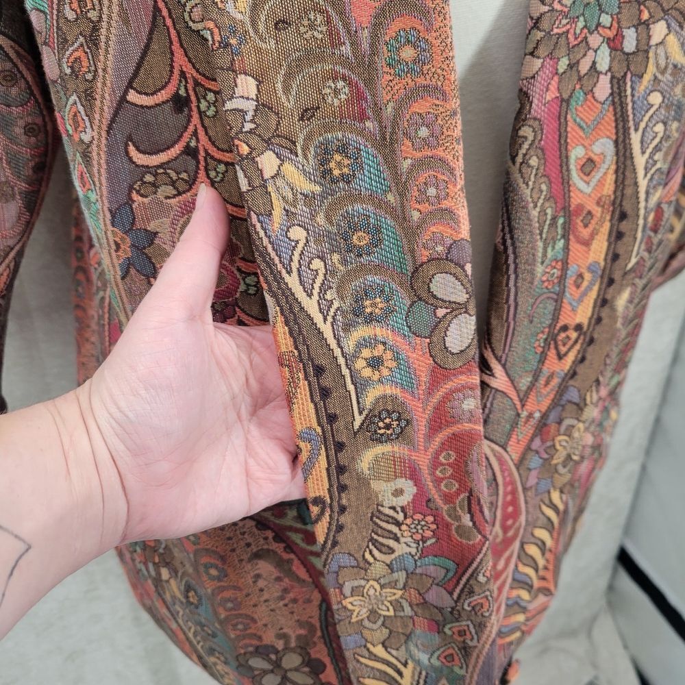 Blazer Smoking Jacket Swing Coat Jacquard Tapestry Abstract Paisley Vintage 80s - Picture 5 of 15